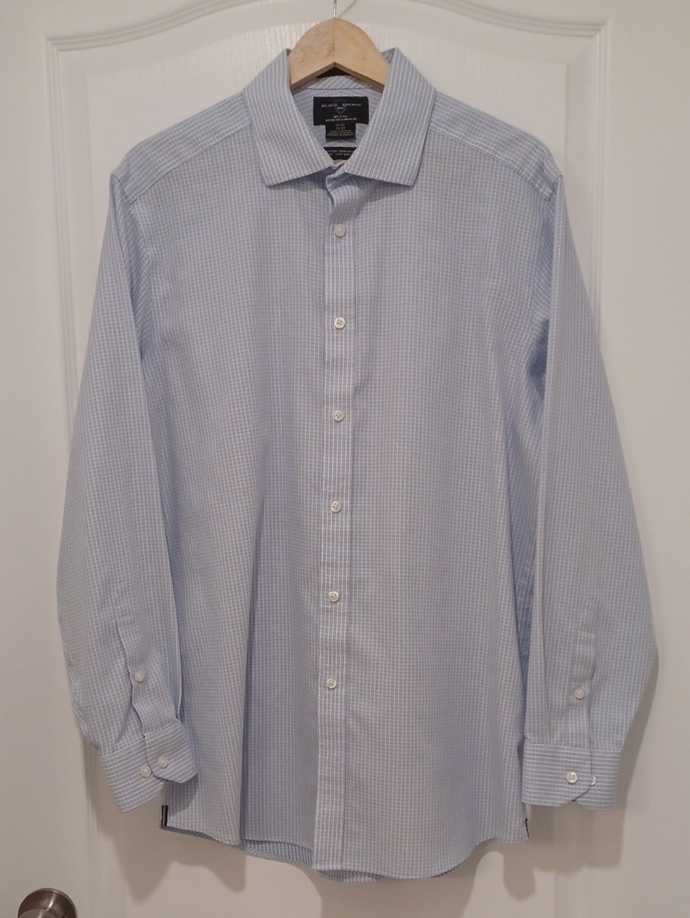 Blue Micro-Check Men's Dress Shirt